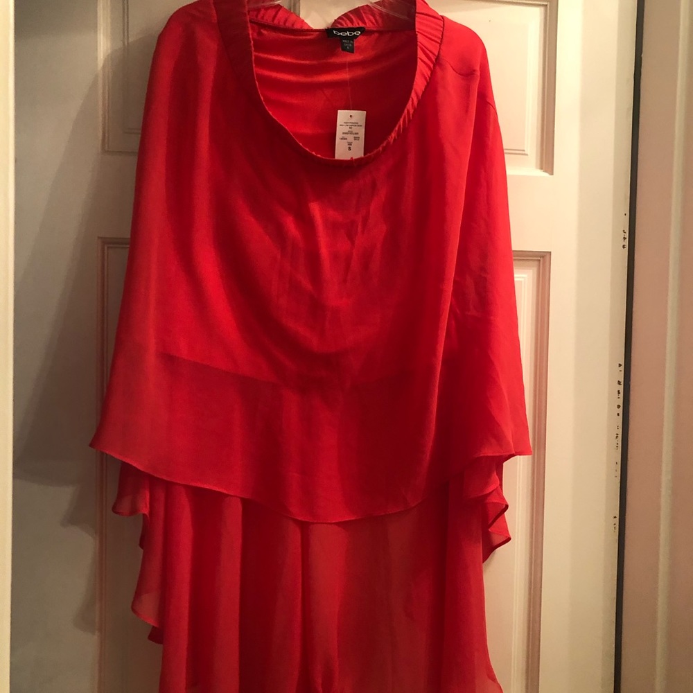 Bebe orange high low sheer skirt